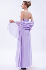 Elegant Flowers Decorate Empire Waist Lilac Chiffon Prom Girl Dress