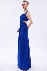 Straps V-neck Royal Blue Chiffon Prom Dress By Designer