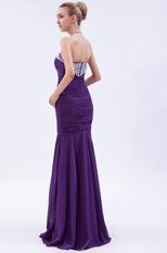 Affordable Sweetheart Crystals Mermaid Purple Chiffon Prom Dress