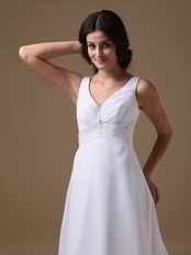 Decent V-neck White Long Maternity Prom Dress For Sale