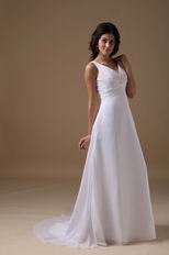 Decent V-neck White Long Maternity Prom Dress For Sale