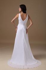 Decent V-neck White Long Maternity Prom Dress For Sale