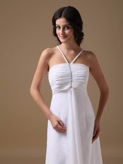 Sexy Halter High-low White Chiffon Skirt 2014 Prom Bridal Party Dress