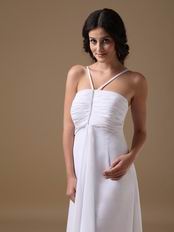 Sexy Halter High-low White Chiffon Skirt 2014 Prom Bridal Party Dress