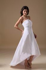 Sexy Halter High-low White Chiffon Skirt 2014 Prom Bridal Party Dress