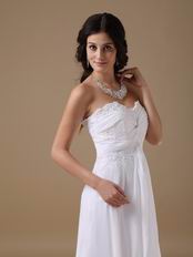 Pretty Applique Criss Cross White Chiffon Dress For Party