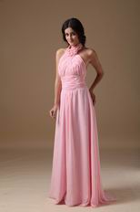 Halter Neckline Pink Chiffon 2014 Top 10 Designer Prom Dress