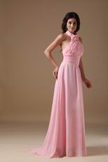 Halter Neckline Pink Chiffon 2014 Top 10 Designer Prom Dress