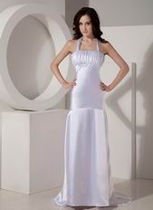 Halter Top Watteau Flaring Silver Top Sell Prom Party Dress