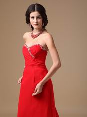 Normal Red Chiffon Split Prom Dance Dress With Panel Train