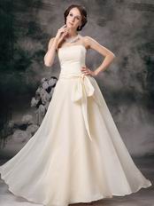 Cream Chiffon Strapless Floor-length Skirt Celebrity Party Dress