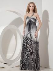 Printed Black And White Zebra Chiffon Skirt Prom Dress With Split