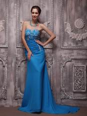 Top Designers For Strapless Azure Blue Evening Dresses