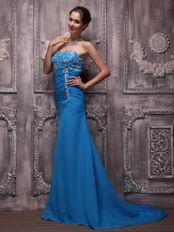 Top Designers For Strapless Azure Blue Evening Dresses