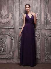 V Neckline Halter Indigo Chiffon Make Your Own Evening Dresses