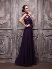 V Neckline Halter Indigo Chiffon Make Your Own Evening Dresses