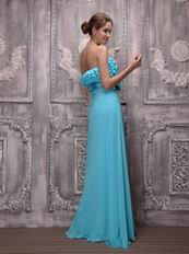 Aqua Blue Ruffles Chiffon Ebay Evening Dresses With Bowknot