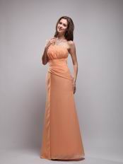 Mature Strapless Tropical Orange Chiffon Simple Ebay Prom Dress