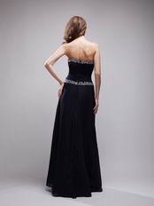 Sweetheart Beaded Column Black Chiffon Designer Prom Dresses