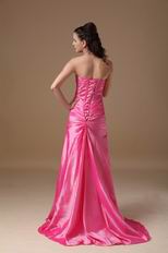 Strapless Side Split Skirt Lace Up Fuchsia Prom Type Dress