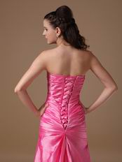 Strapless Side Split Skirt Lace Up Fuchsia Prom Type Dress