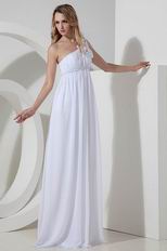 One Shoulder Flowers Straps Maternity Bridal Prom Dress