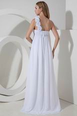 One Shoulder Flowers Straps Maternity Bridal Prom Dress