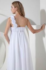 One Shoulder Flowers Straps Maternity Bridal Prom Dress