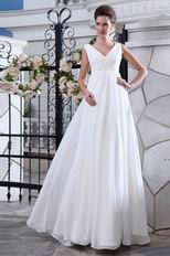 Cheap V-neck White Chiffon Very Formal Prom Dresses