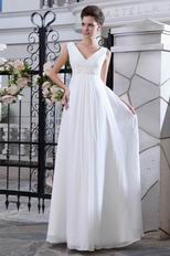 Cheap V-neck White Chiffon Very Formal Prom Dresses