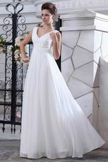 Cheap V-neck White Chiffon Very Formal Prom Dresses