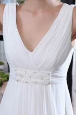 Cheap V-neck White Chiffon Very Formal Prom Dresses