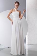 Halter Top Column Floor Length Custom Fit White Prom Dress