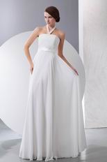 Halter Top Column Floor Length Custom Fit White Prom Dress