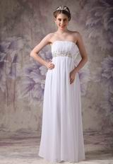 Cheap Floor-length White Chiffon Cranzy Handmade Prom Dress