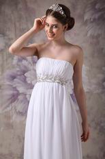 Cheap Floor-length White Chiffon Cranzy Handmade Prom Dress