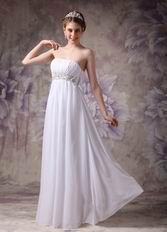 Cheap Floor-length White Chiffon Cranzy Handmade Prom Dress