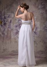 Cheap Floor-length White Chiffon Cranzy Handmade Prom Dress