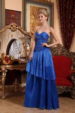 Hot Sell Royal Blue Pleated Floor Length Prom Dress UK