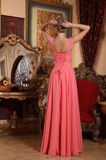 New Fashion 2014 V-neck Watermelon Chiffon Prom Girl Dress