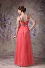 Cheap V-neck Watermelon Chiffon Dress For 2014 Prom Wear