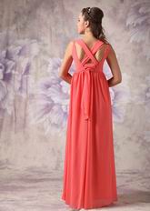 Straps Watermelon Pink Chiffon Prom Party Dress For Sale