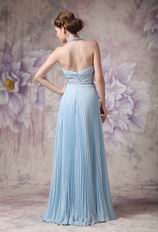 Halter Top Pleated Baby Blue Girls Wear Prom Dresses