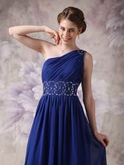 One Shoulder Backless Royal Blue Latest Prom Dress