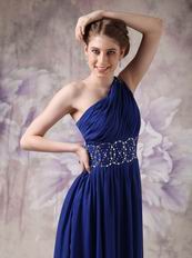 One Shoulder Backless Royal Blue Latest Prom Dress