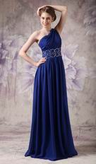 One Shoulder Backless Royal Blue Latest Prom Dress