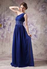 One Shoulder Backless Royal Blue Latest Prom Dress