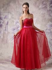 2012 Wine Red Organza Prom Dresses Online Sale