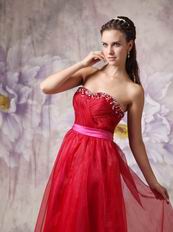 2012 Wine Red Organza Prom Dresses Online Sale