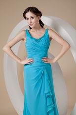 Ankle-length Straps Teal Chiffon Prom Dress Stores Online